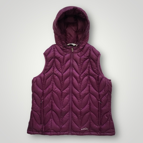 Eddie Bauer Jackets & Blazers - Eddie Bauer puffer vest quilted hoodie womens size XXL purple